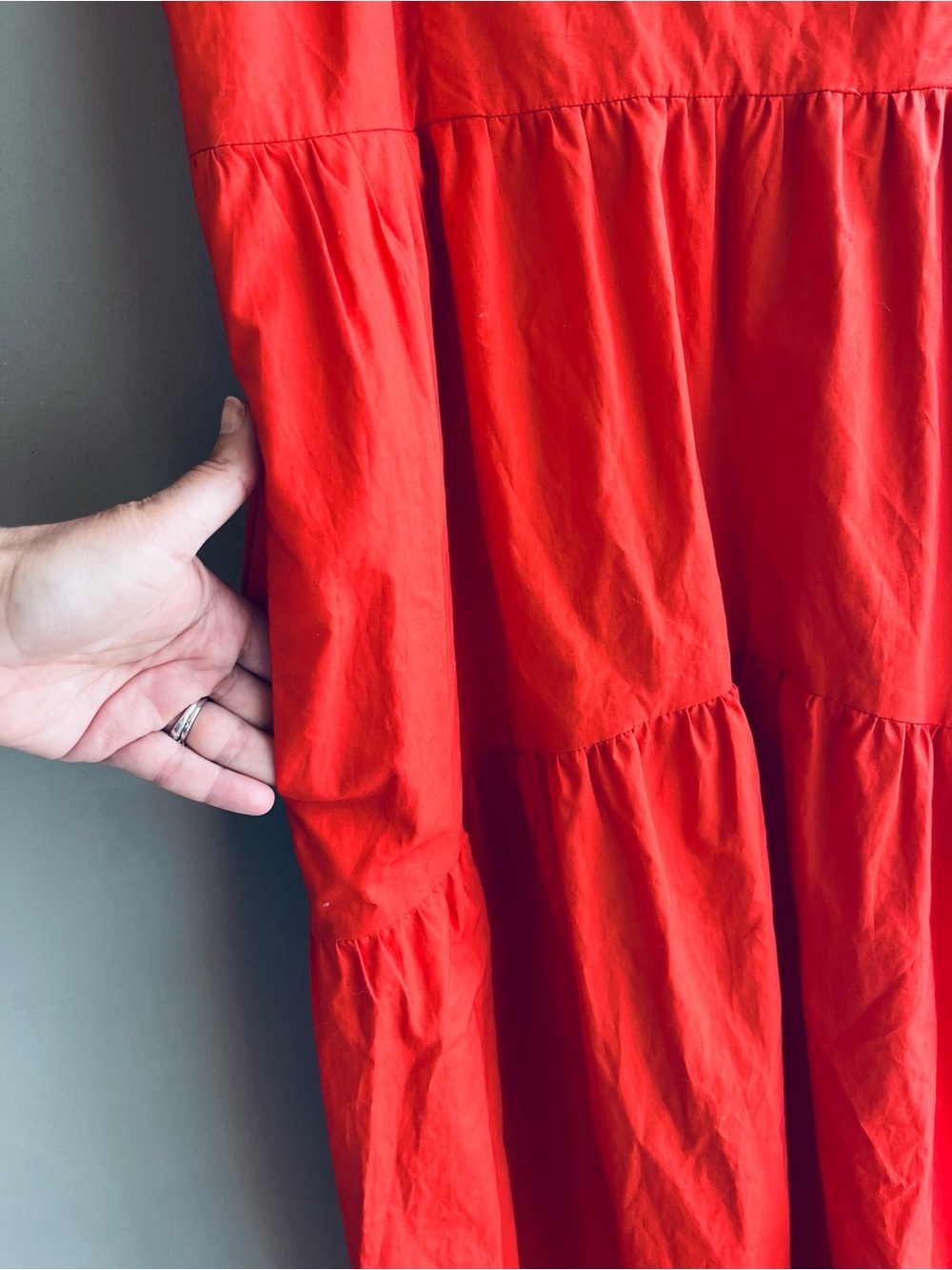 Red Tie-Strap Summer Dress Pockets NWT Size Small - Picture 6 of 11